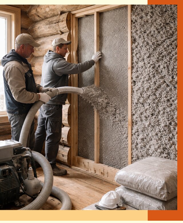 Утепление бревенчатого дома эковатой в Электростали от 2786 руб. | ТепломастерЭлк