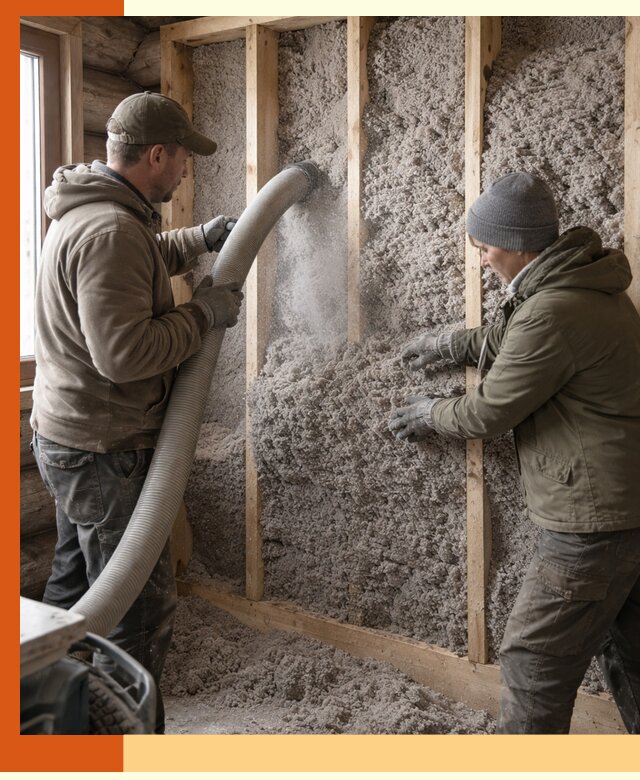 Утепление бревенчатого дома эковатой в Электростали