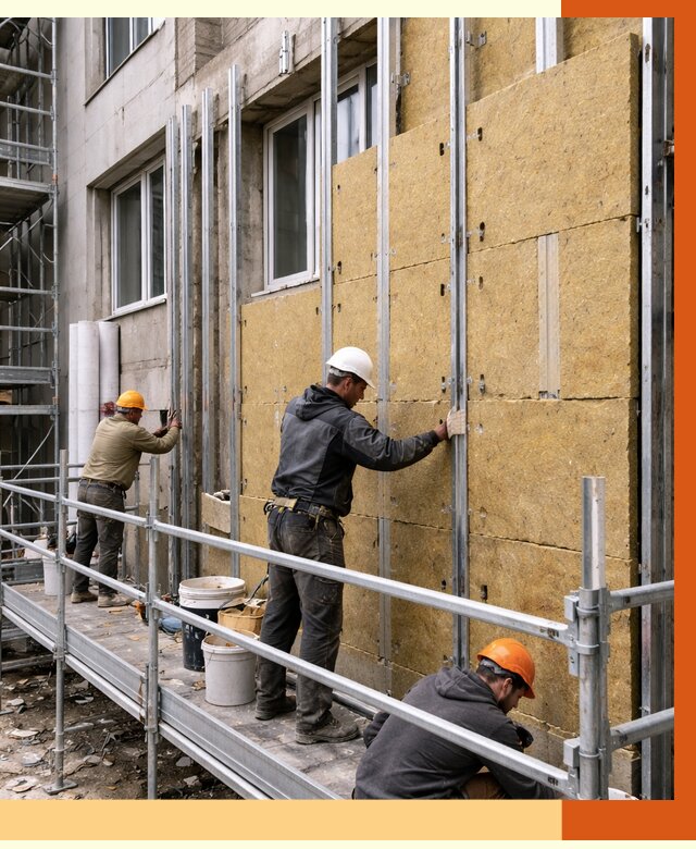 Утепление вентилируемого фасада в Электростали от 5673 руб/м2 — монтаж и утепление вентфасад | ТепломастерЭлк