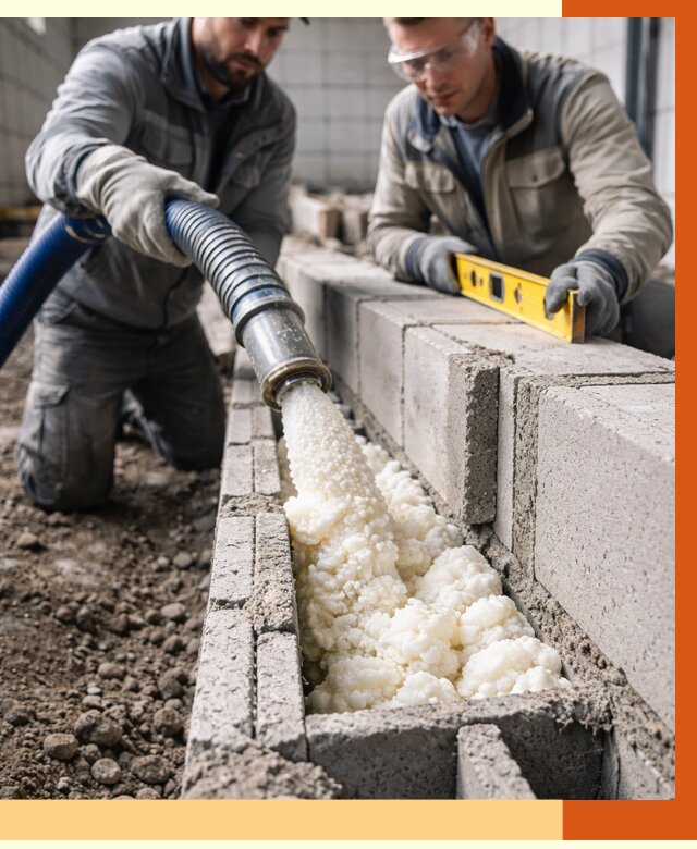 Заполнение колодцевой кладки ППУ в Электростали от 4255 руб. за м2 | ТепломастерЭлк